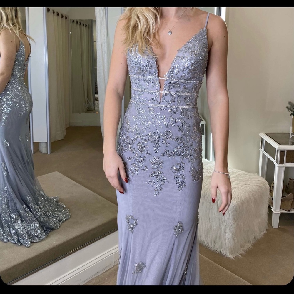 Portia and Scarlett PS5005 Silver Prom Dress Sz 2